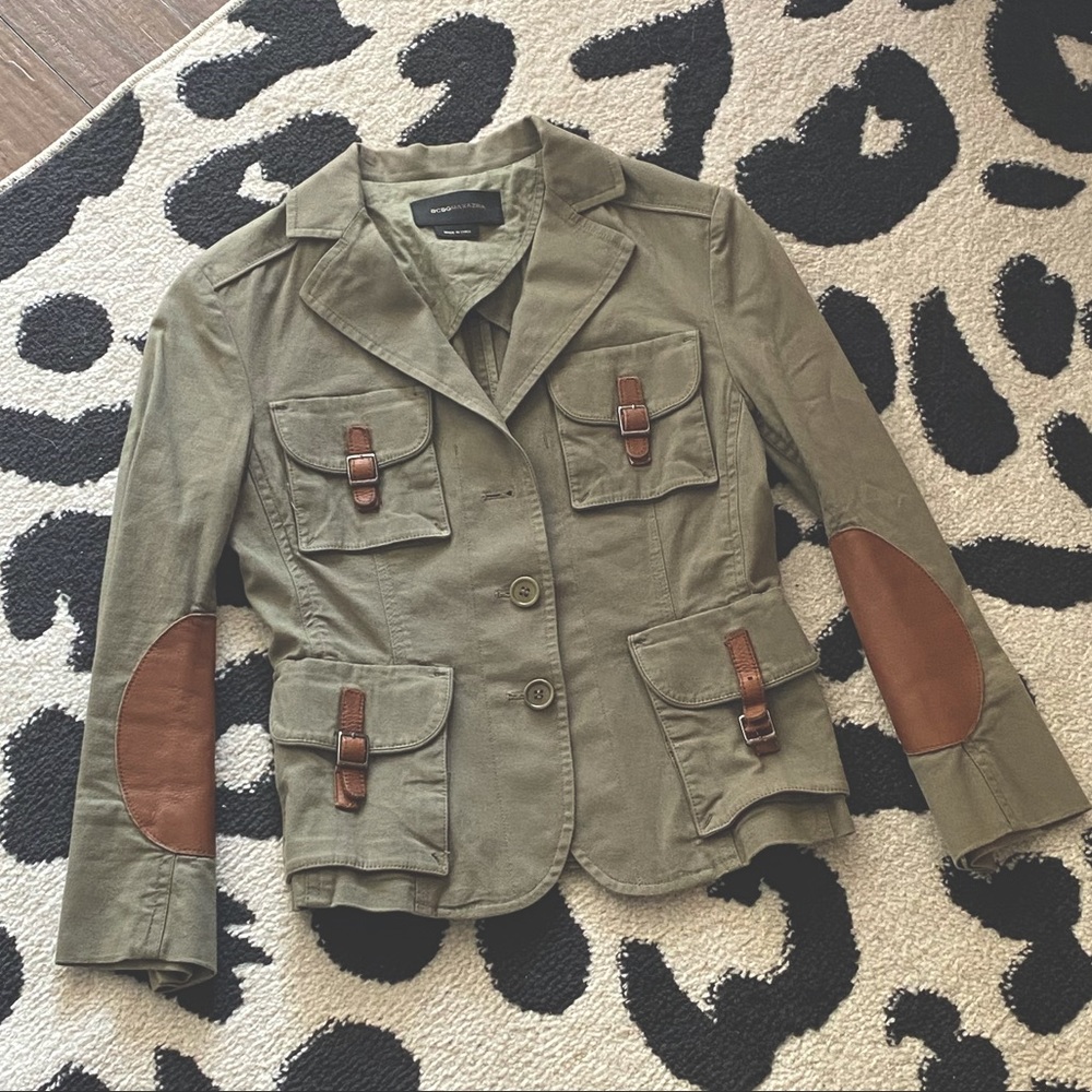 BCBGMAXAZRIA Blazer with Leather Accents